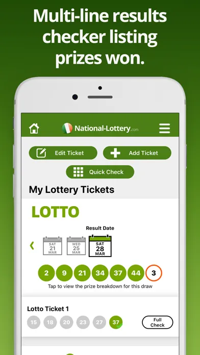 Capturas de tela do Irish Lottery Results