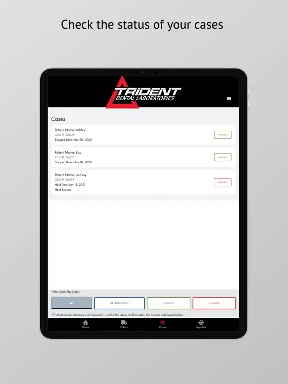 Capturas de pantalla de Trident Dental Lab iPad 