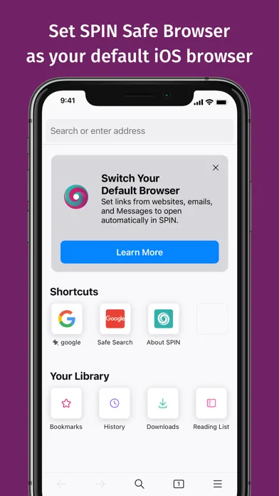 Скриншоты SPIN Safe Browser