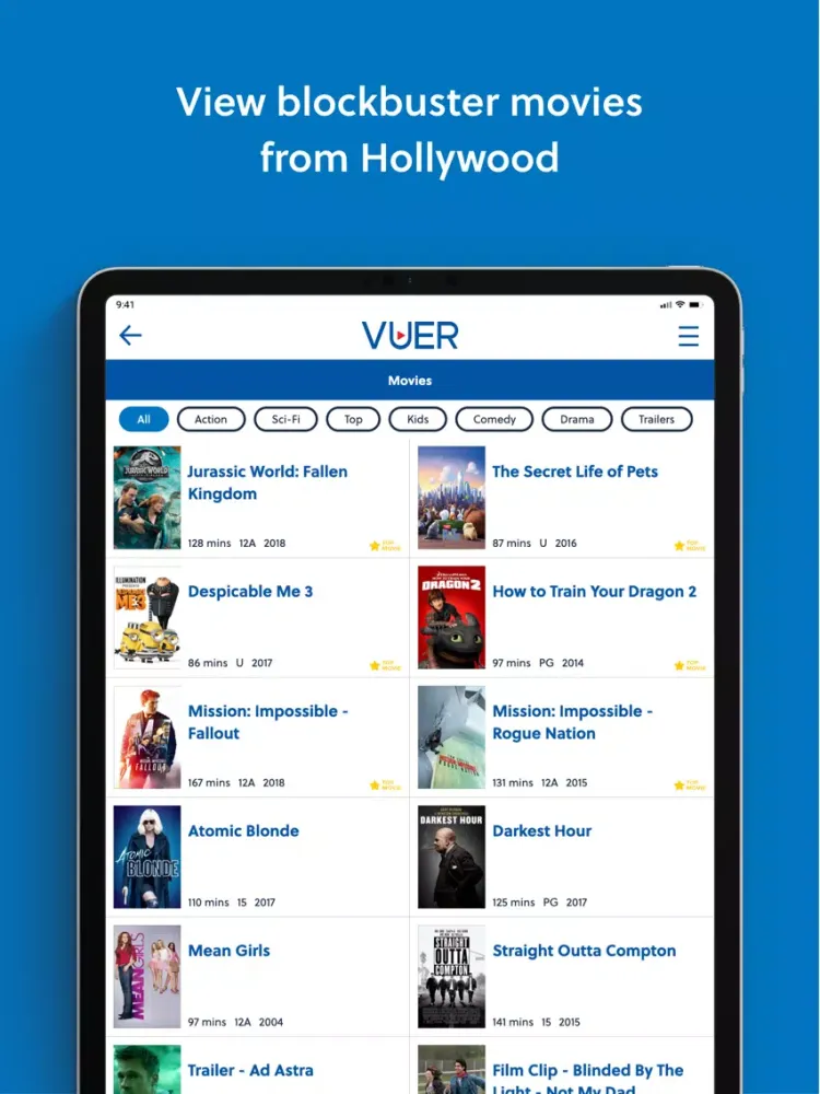 Ảnh chụp màn hình của National Express VUER iPad 