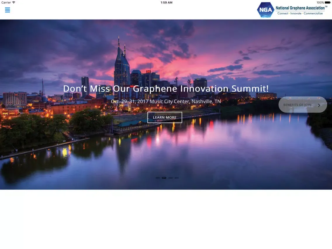 Tangkapan skrin National Graphene Association iPad 