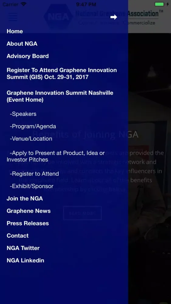 Tangkapan skrin National Graphene Association