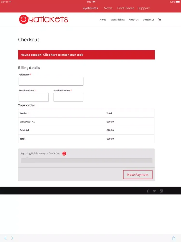 Zrzuty ekranu ayatickets iPad 