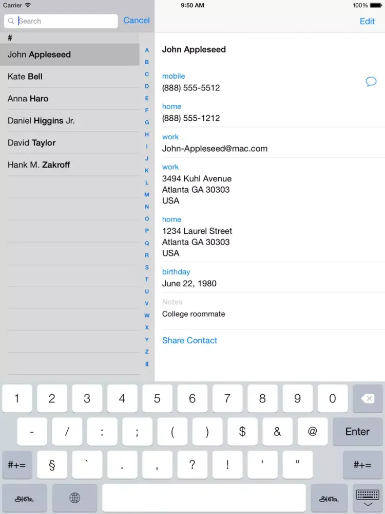 Tamil keyboard for iOS Turbo iPad  स्क्रीनशॉट