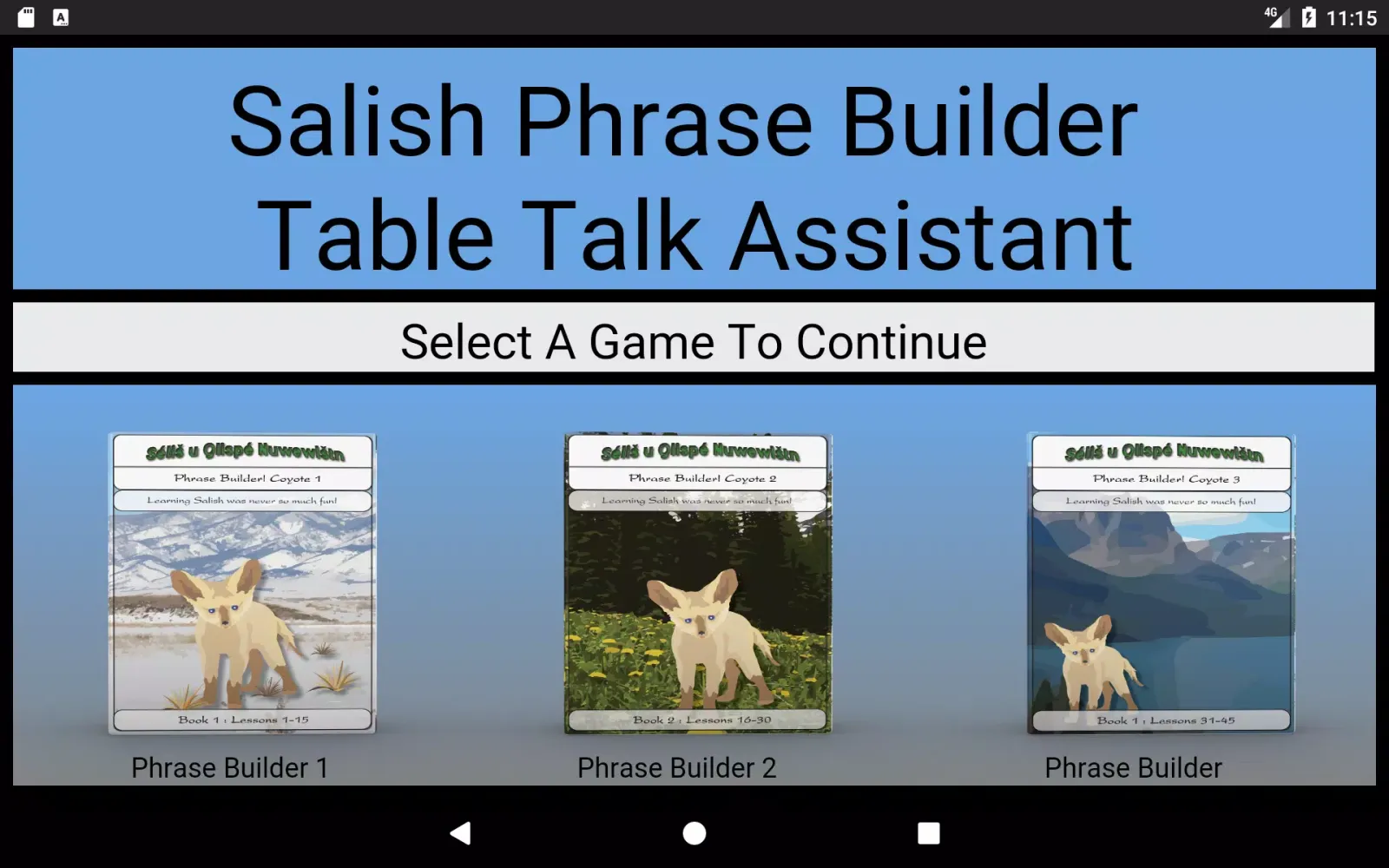 Capturas de pantalla de Salish Phrase Builder