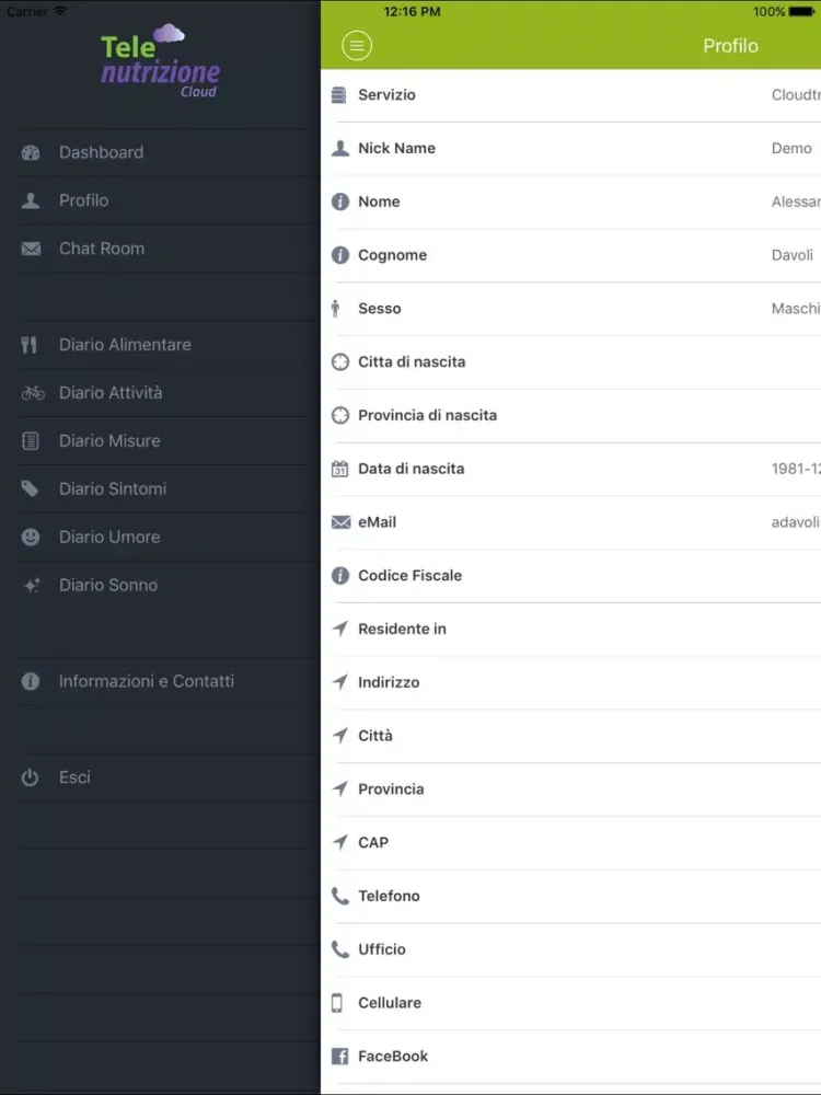 Capturas de tela do Telenutrizione Cloud iPad 