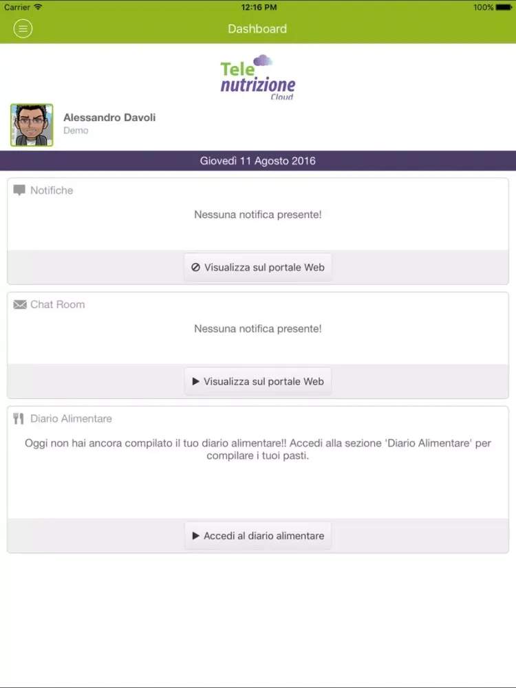 Capturas de tela do Telenutrizione Cloud iPad 