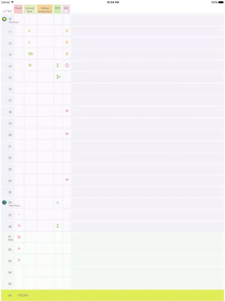 Ảnh chụp màn hình của Moon Period Tracker iPad 