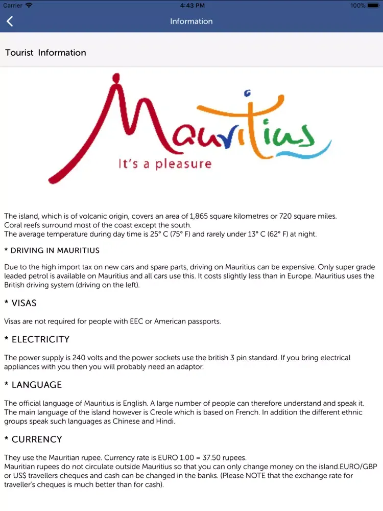 Ảnh chụp màn hình của Go Mauritius iPad 
