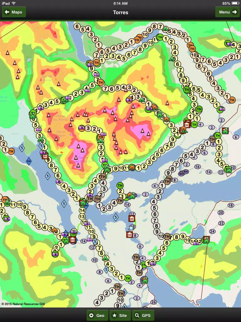 Torres del Paine Park Map iPad 应用截图