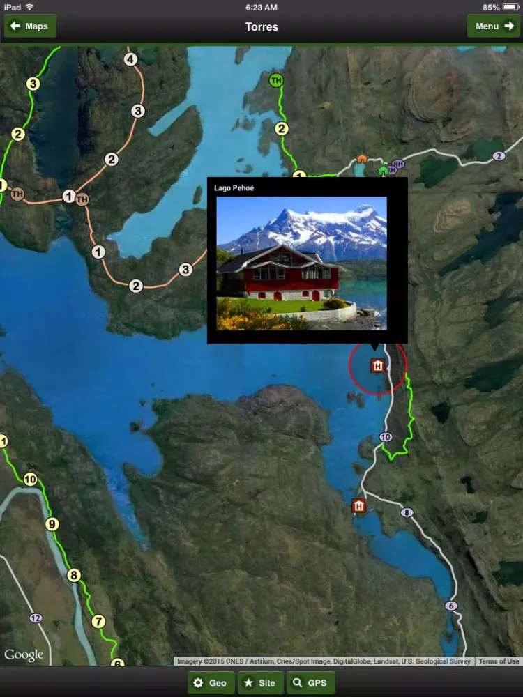 Torres del Paine Park Map iPad  स्क्रीनशॉट