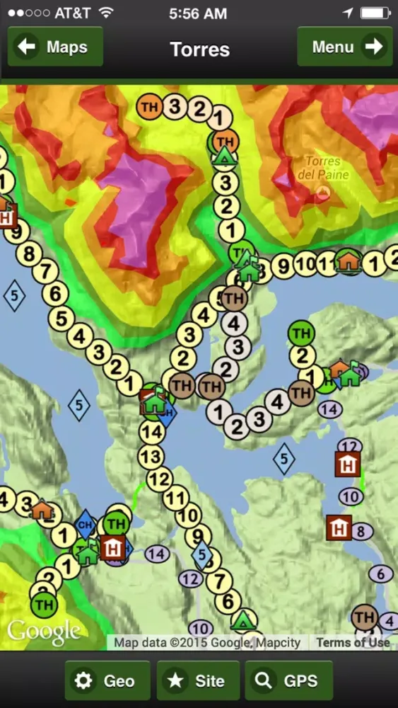 Torres del Paine Park Map स्क्रीनशॉट