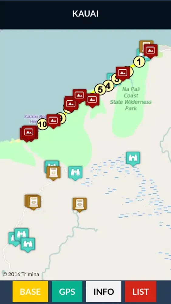 Tangkapan layar Kauai and Kalalau Map