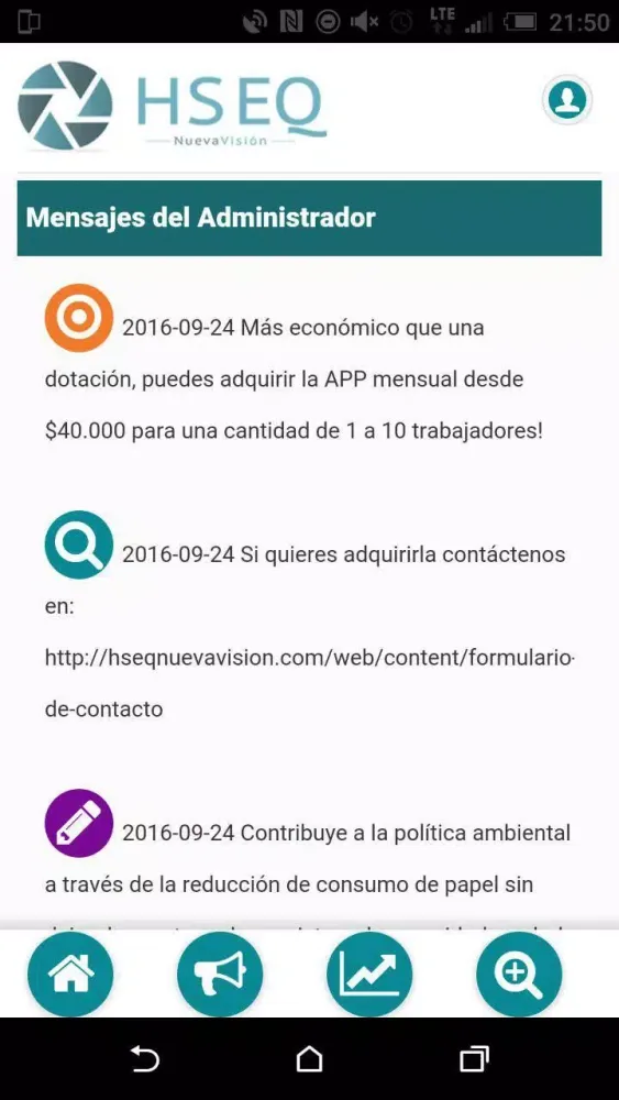 Capturas de tela do HSEQ Nueva Visión
