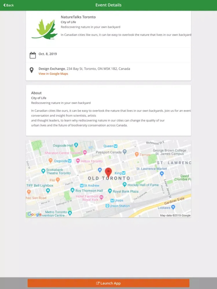 Zrzuty ekranu NatureTalks 2019 iPad 