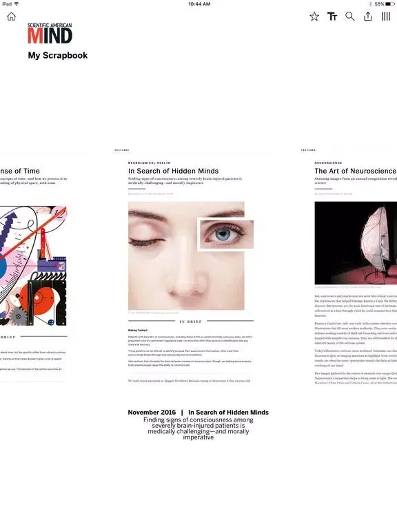 ภาพหน้าจอของ Scientific American Mind iPad 