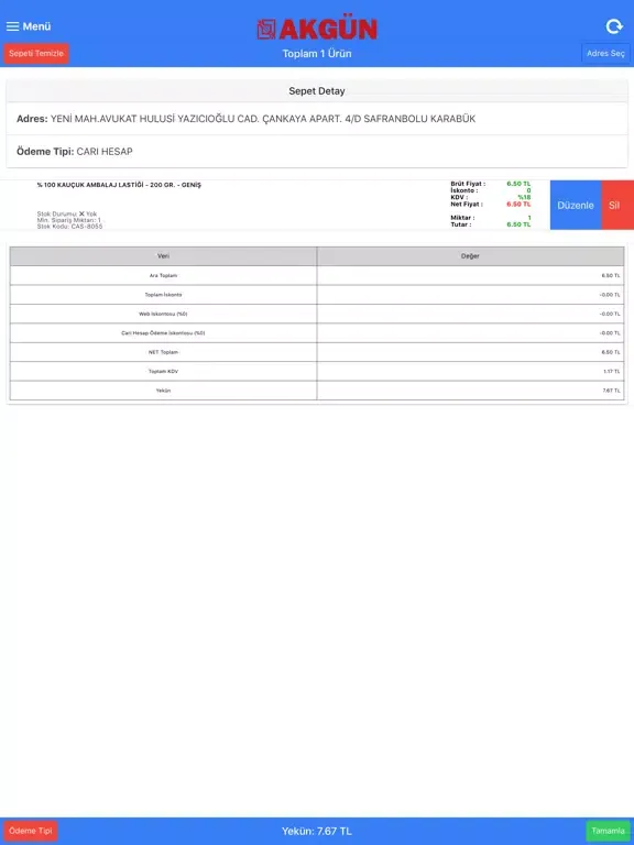 Zrzuty ekranu Akgün B2B iPad 