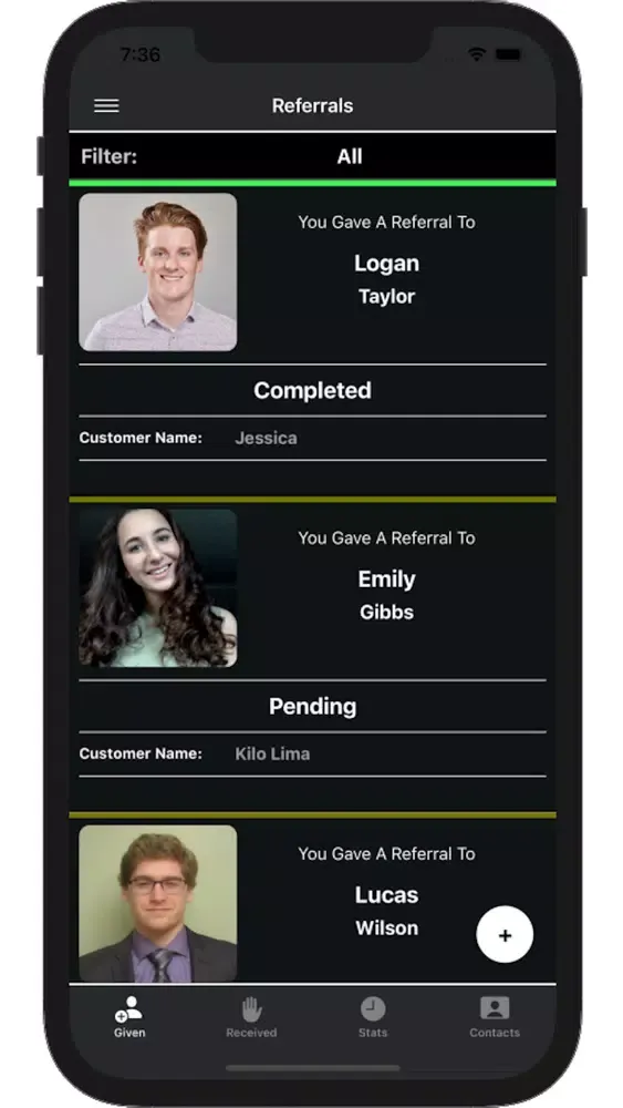 Capturas de tela do Referral Network