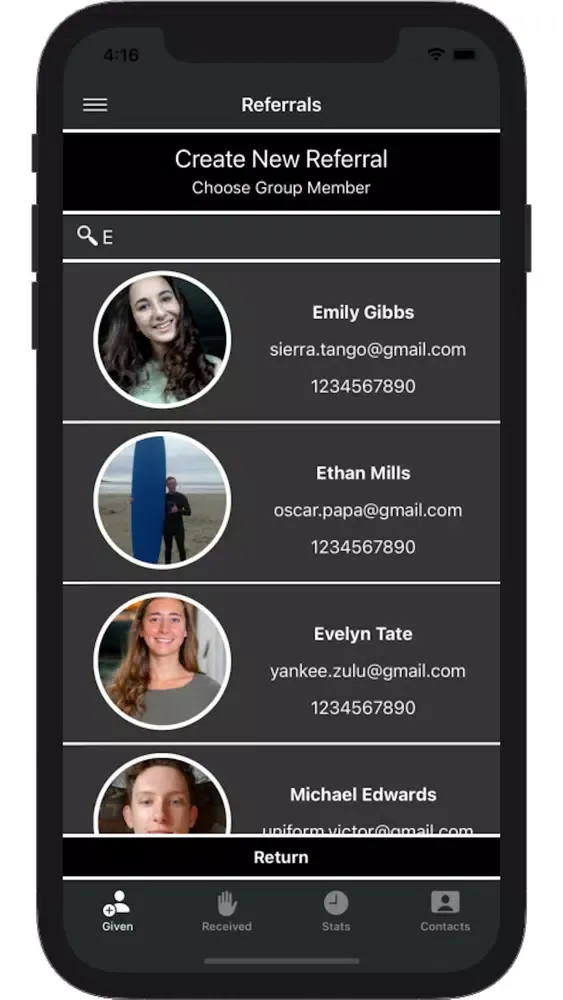 Capturas de tela do Referral Network