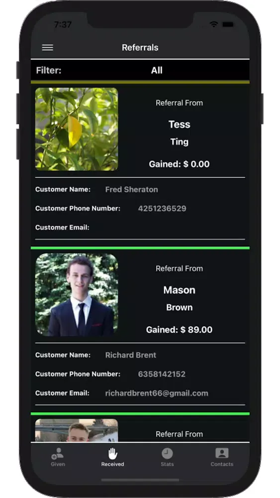 Capturas de tela do Referral Network