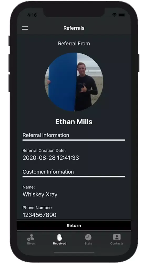Capturas de tela do Referral Network