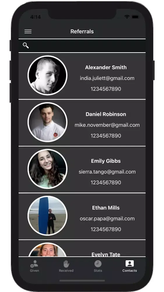 Capturas de tela do Referral Network