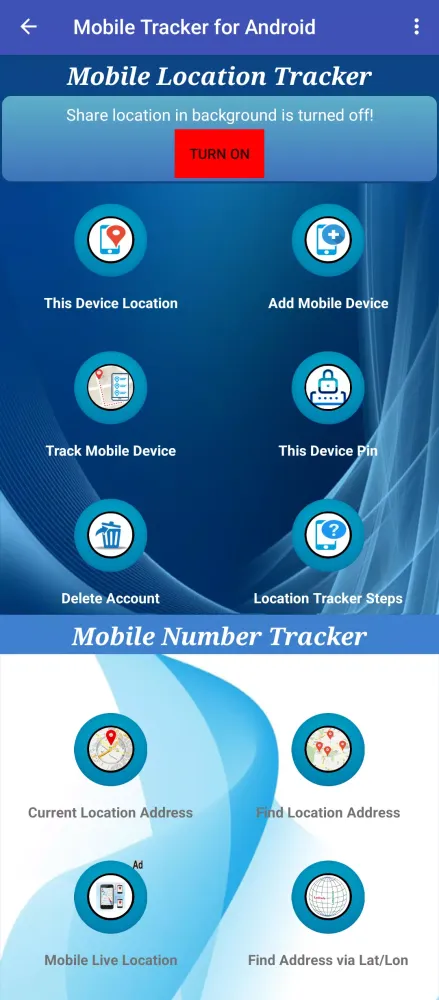 Ảnh chụp màn hình của Mobile Tracker for Android