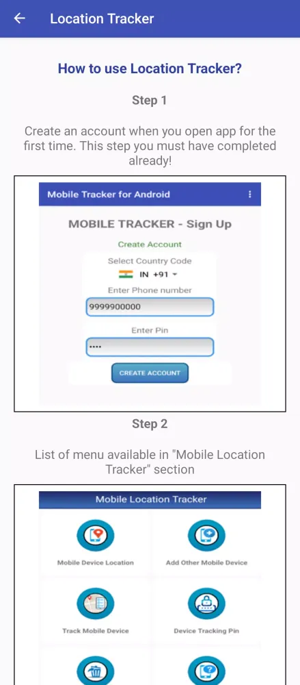 Ảnh chụp màn hình của Mobile Tracker for Android