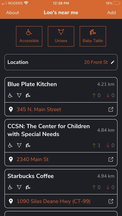 Loo Locator Screenshots