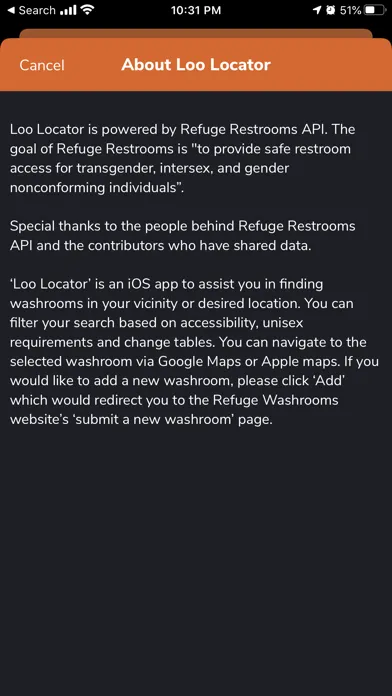 Loo Locator Screenshots