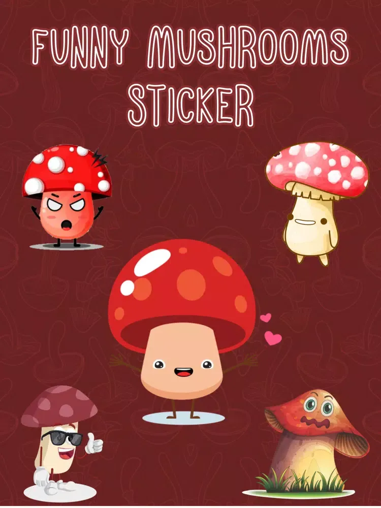 Funny Mushrooms Stickers iPad  스크린샷