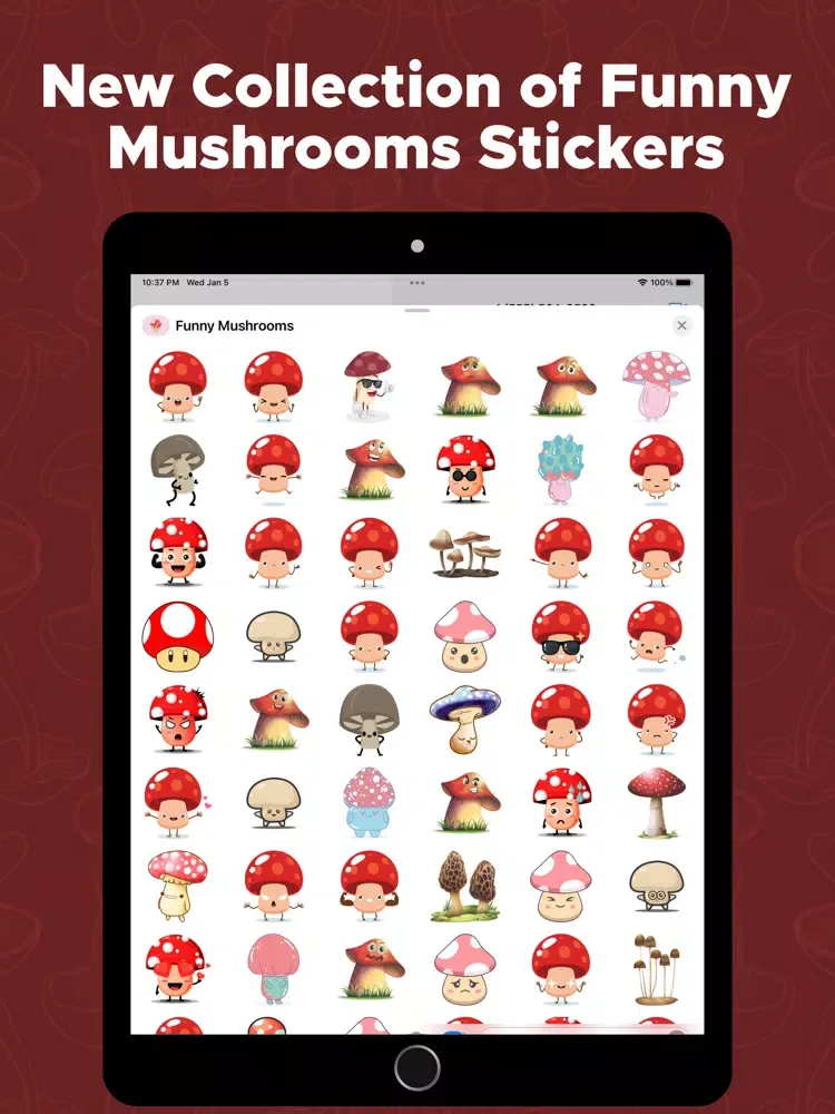 Funny Mushrooms Stickers iPad  스크린샷