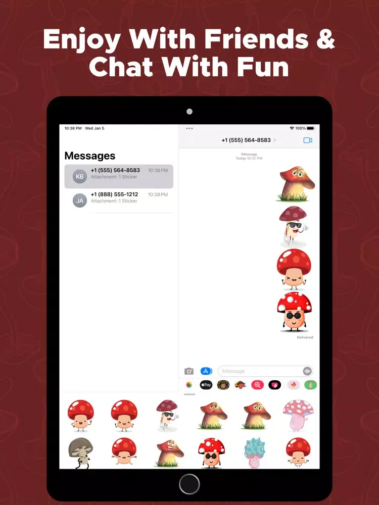Funny Mushrooms Stickers iPad  스크린샷