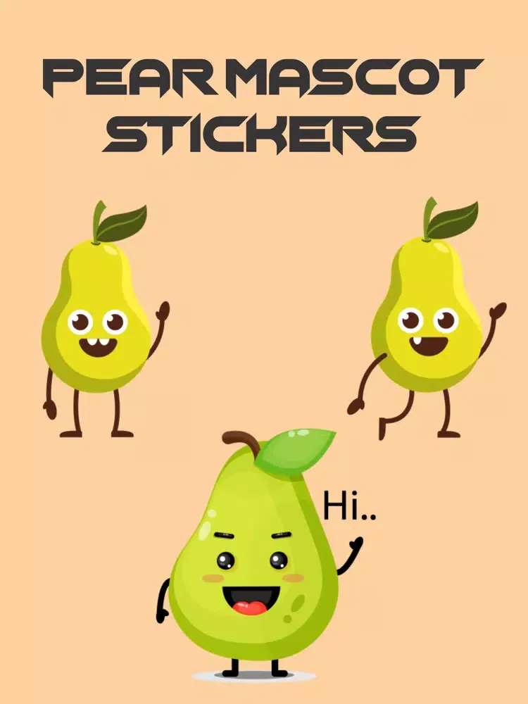 تصاویر Pear Mascot Stickers iPad 