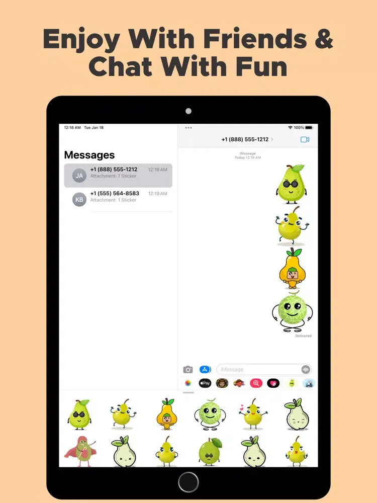 تصاویر Pear Mascot Stickers iPad 