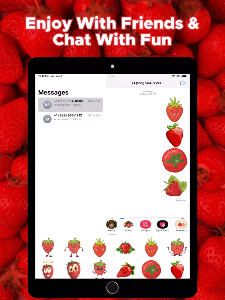 Ảnh chụp màn hình của Lovely Strawberry Stickers iPad 