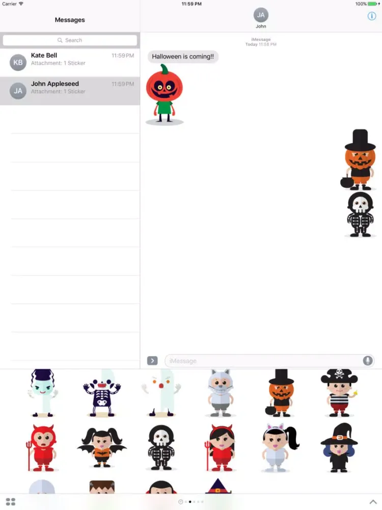 Capturas de tela do Halloween Cute Characters Sticker for iMessage iPad 