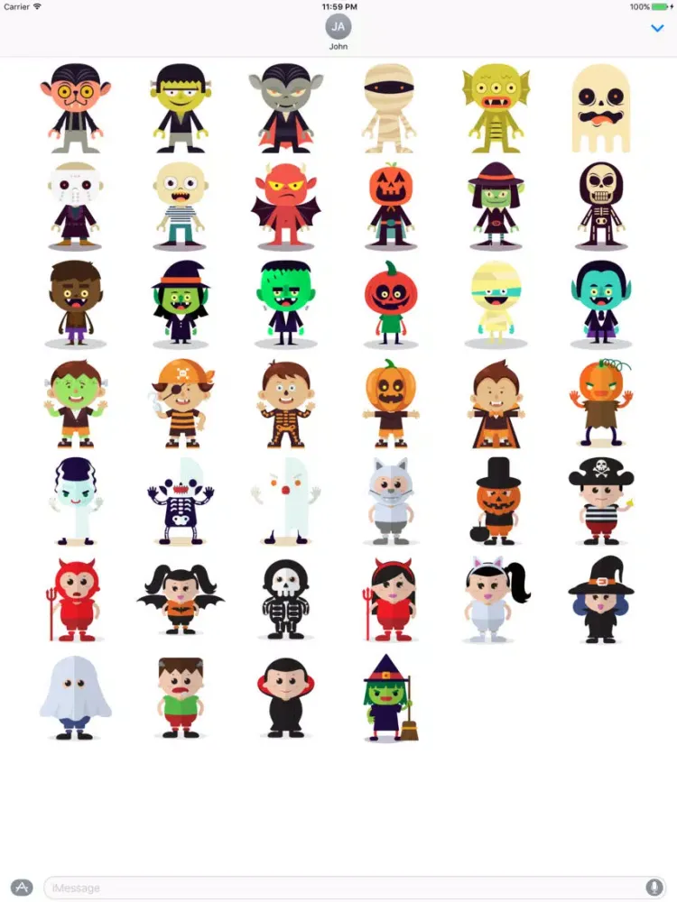 Capturas de tela do Halloween Cute Characters Sticker for iMessage iPad 