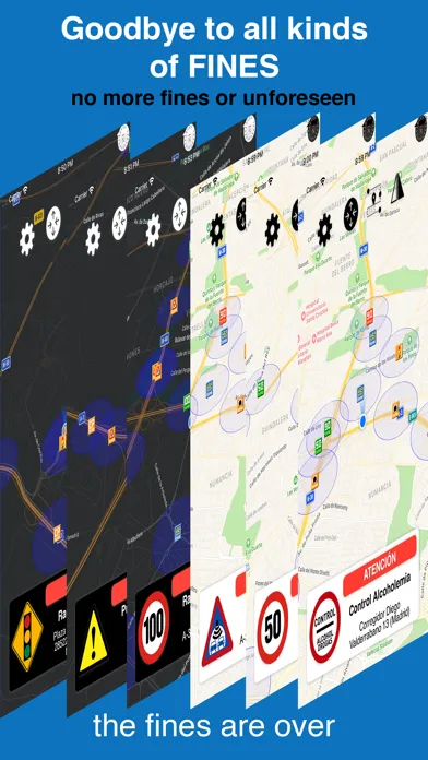 Captures d'écran de Radars Europe : ES,PT,FR,IT,DE
