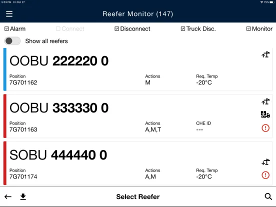 Reefer Monitor iPad  스크린샷
