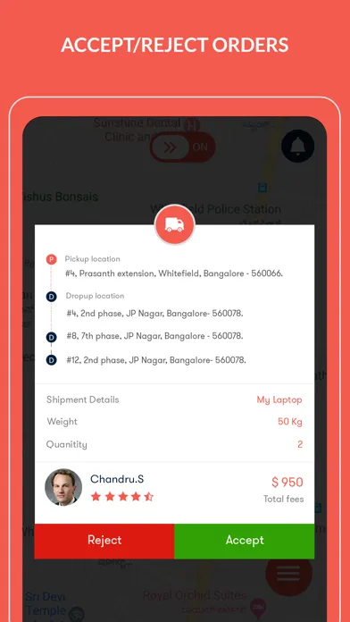 Tangkapan skrin Parcelao Driver