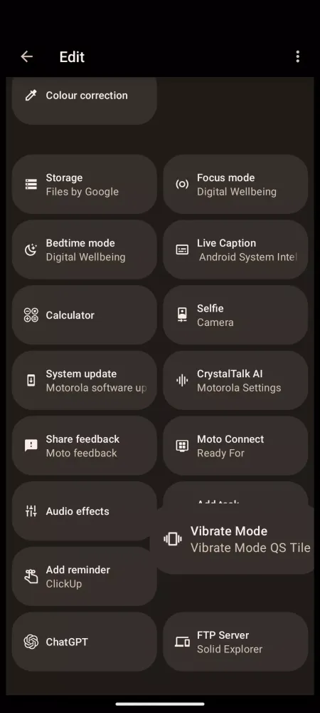 Vibrate Mode Toggle QS Tile Screenshots