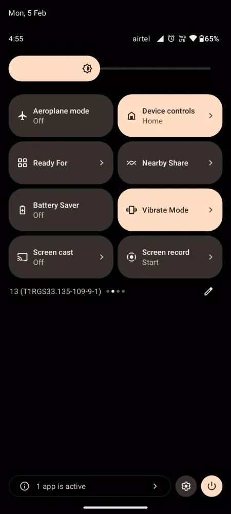 Vibrate Mode Toggle QS Tile Screenshots