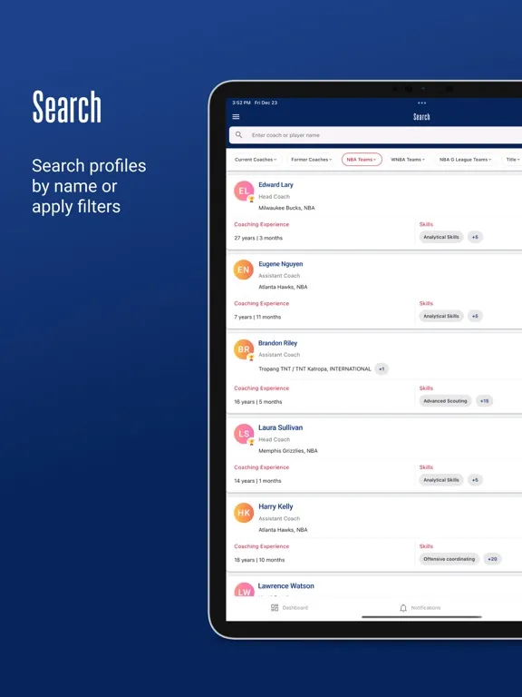 NBA Coaches Database iPad  Screenshots