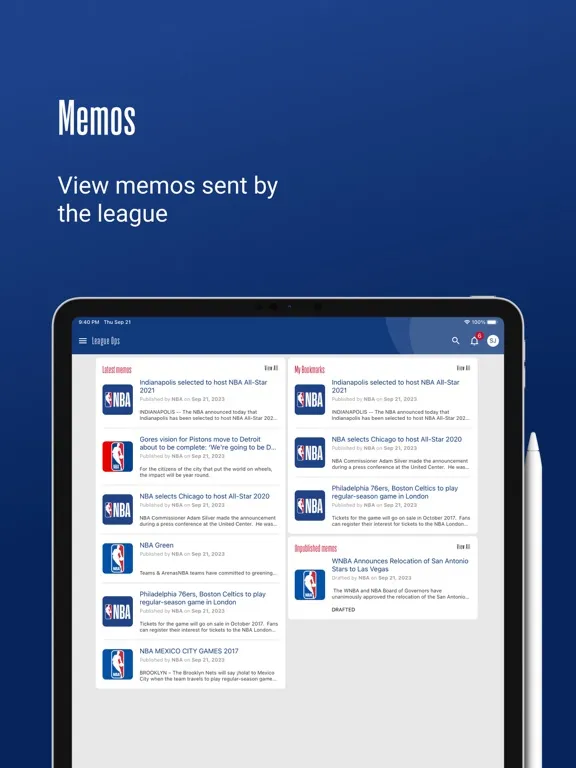 NBA TeamOne iPad  スクリーンショット