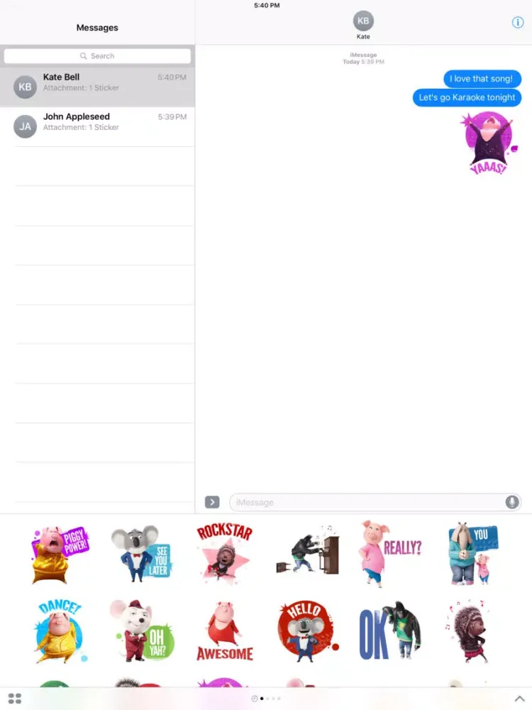 Sing Movie Stickers iPad  Screenshots