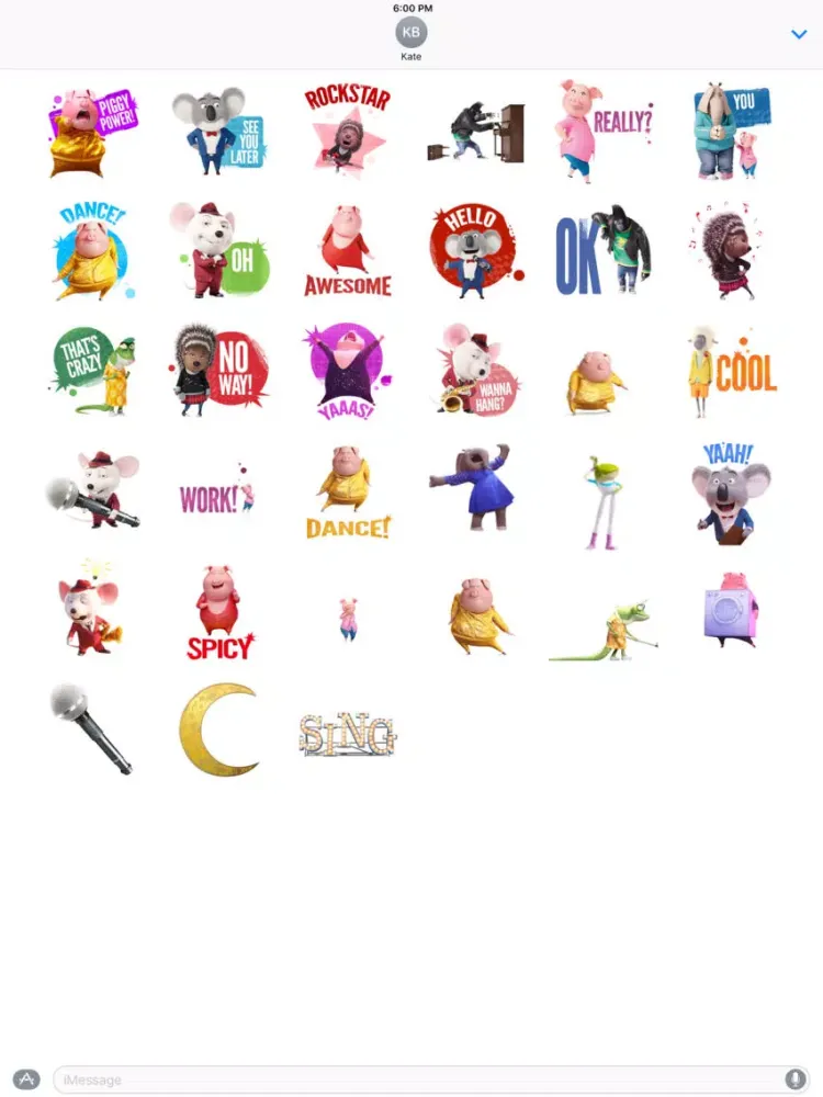 Sing Movie Stickers iPad  Screenshots