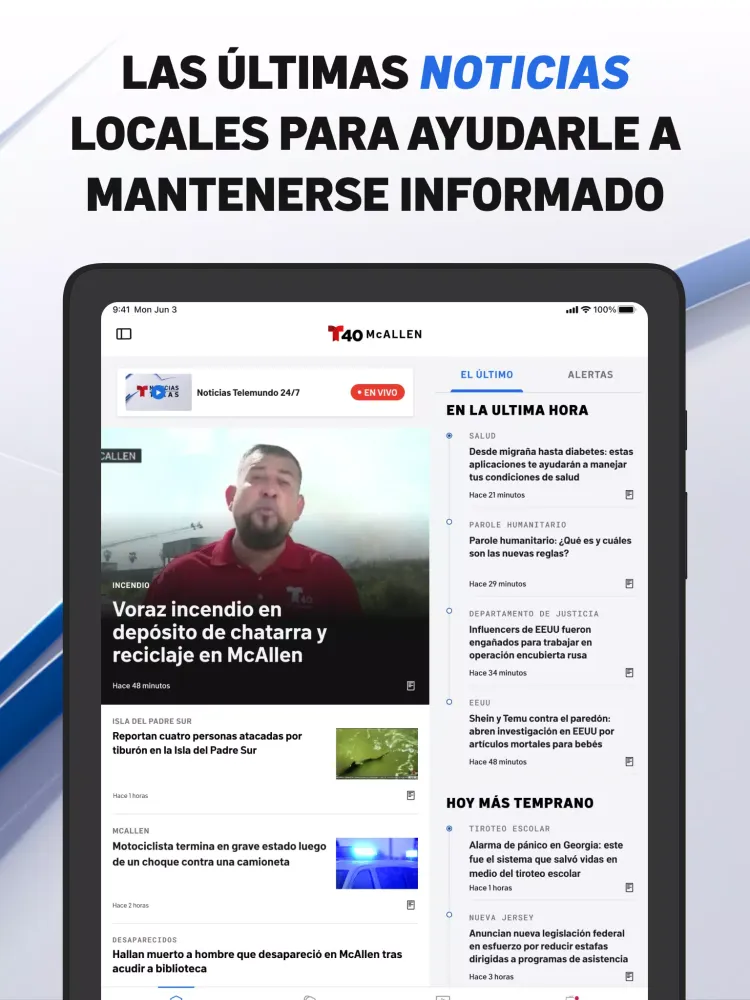 Capturas de pantalla de Telemundo 40