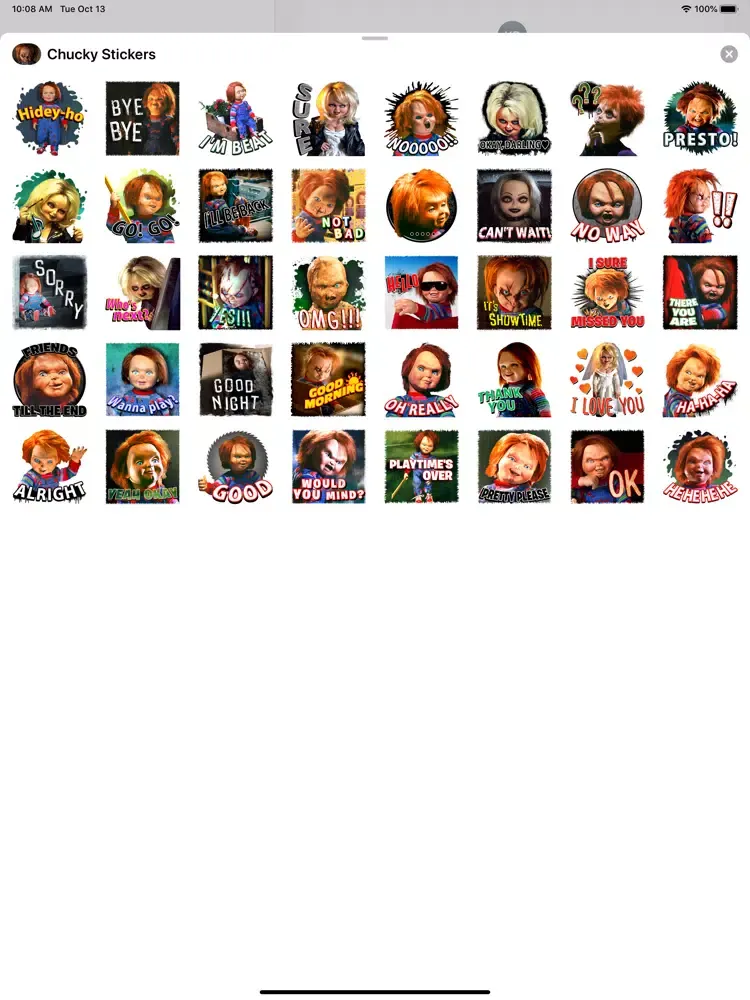 Capturas de tela do Chucky Stickers iPad 