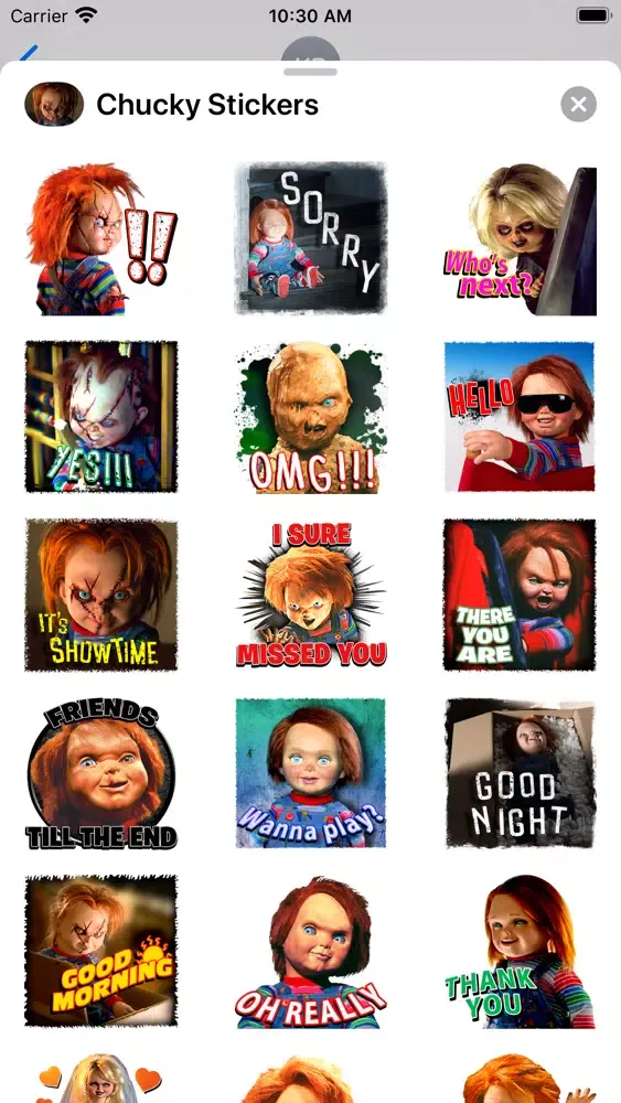 Capturas de tela do Chucky Stickers